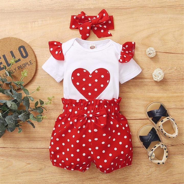 Sommer Strampler Set für Babys 0-18 Monate - Kurzarm Body + Hose + Stirnband Mädchen, Neugeborenen K