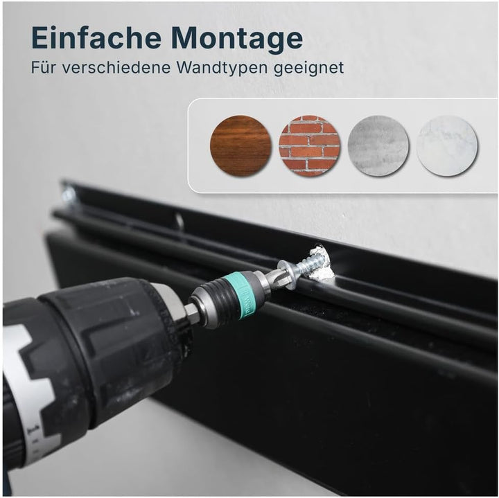 Dönges Werkzeug Wandhaken für Garage Aufbewahrungsregal mit 5 Schienen, 14 Haken &amp; 2 Klettschlaufen
