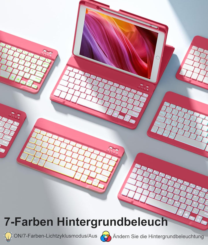 Vobafe Hülle mit Tastatur Kompatibel für iPad 9./ 8. /7. Generation 10.2 Zoll mit Stifthalter, Magne