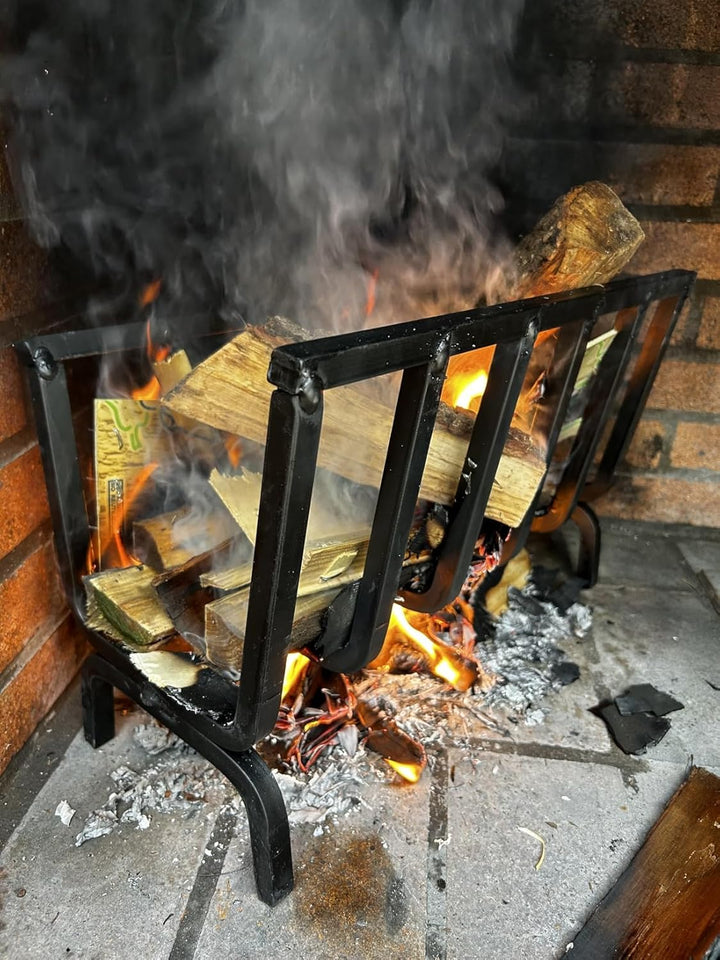 Brennholz, Kaminholzhalter, Eisen-Feuerschale für Kamin und Grill (40 x 20 x 28 cm) cm 40x20x28h, cm