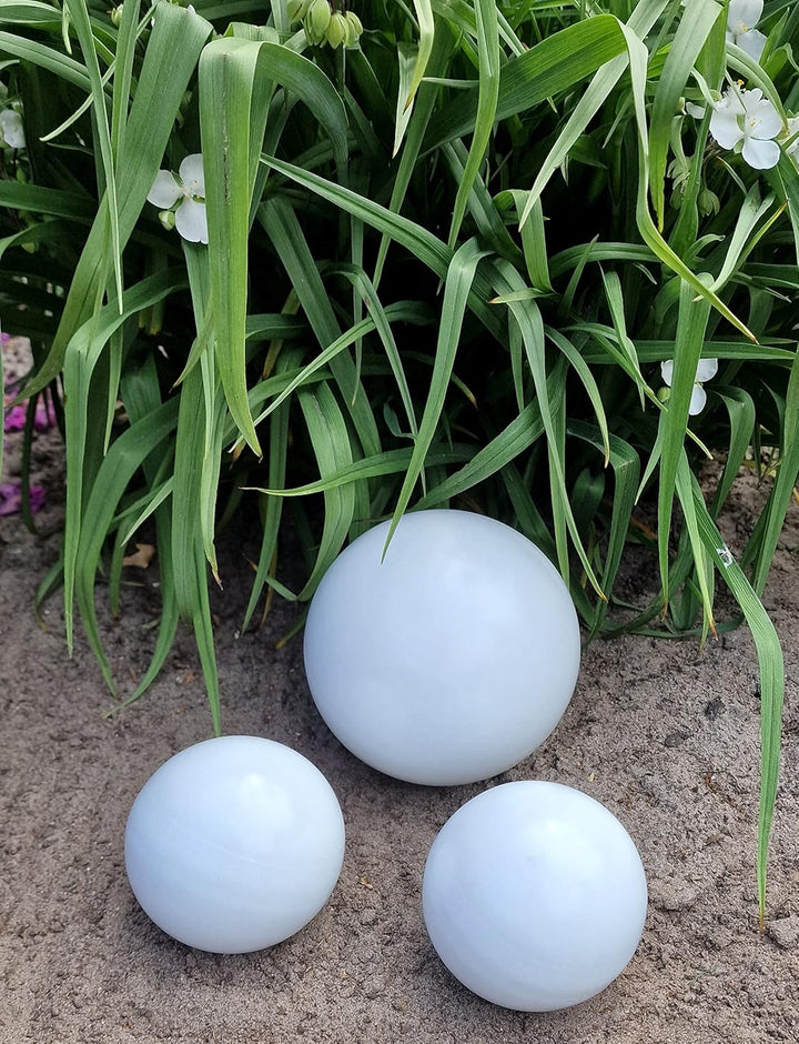 Dekokugel weiss matt 3er Set 20-15-15 cm aus Edelstahl Kugel Dekorationskugel Gartenkugel
