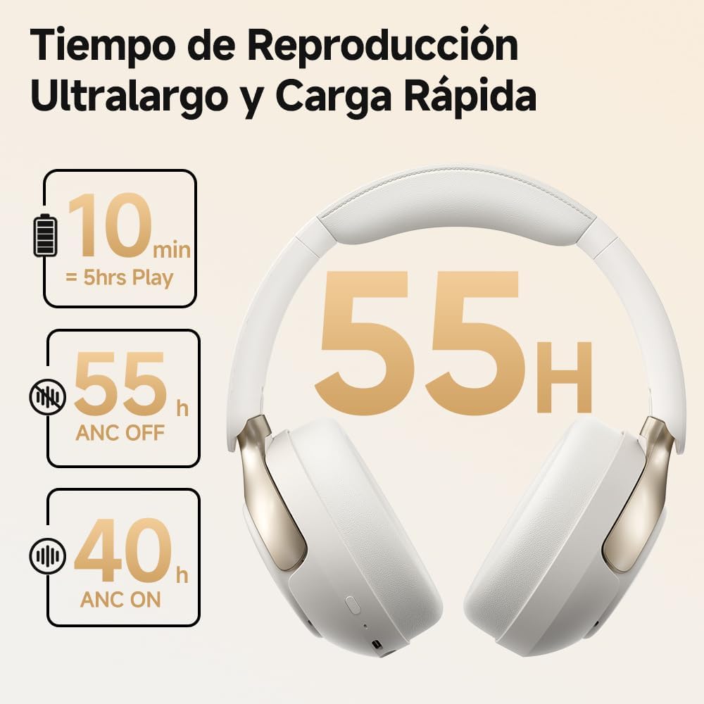 QCY H3 PRO Over Ear kopfhörer Bluetooth,50db Adaptives aktives Noise Cancelling mit Mehreren Modi,Hi