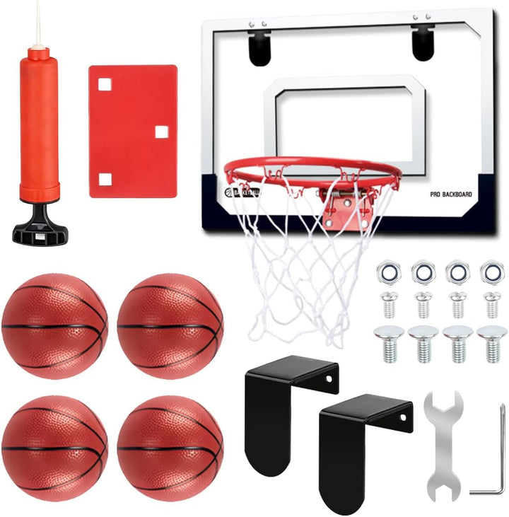 Mini Basketballkorb Indoor Kinder, 40x30cm Basketballkorb Zimmer mit 4 Ball Pumpe, Basketballkorbs t