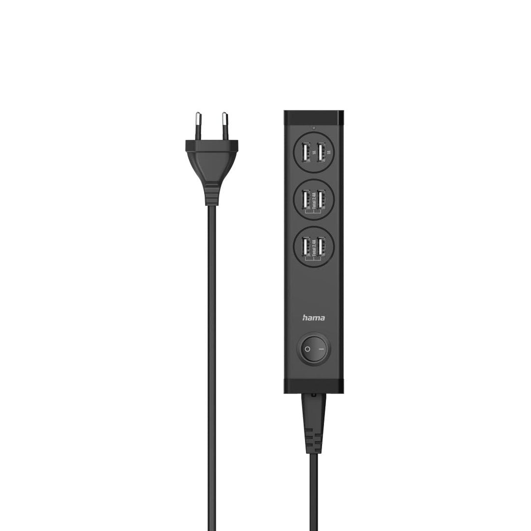 Hama USB Ladegerät 6 Port 34W (Ladestation mehrere Geräte, 6fach USB A, Mehrfach USB Steckdose, Netz
