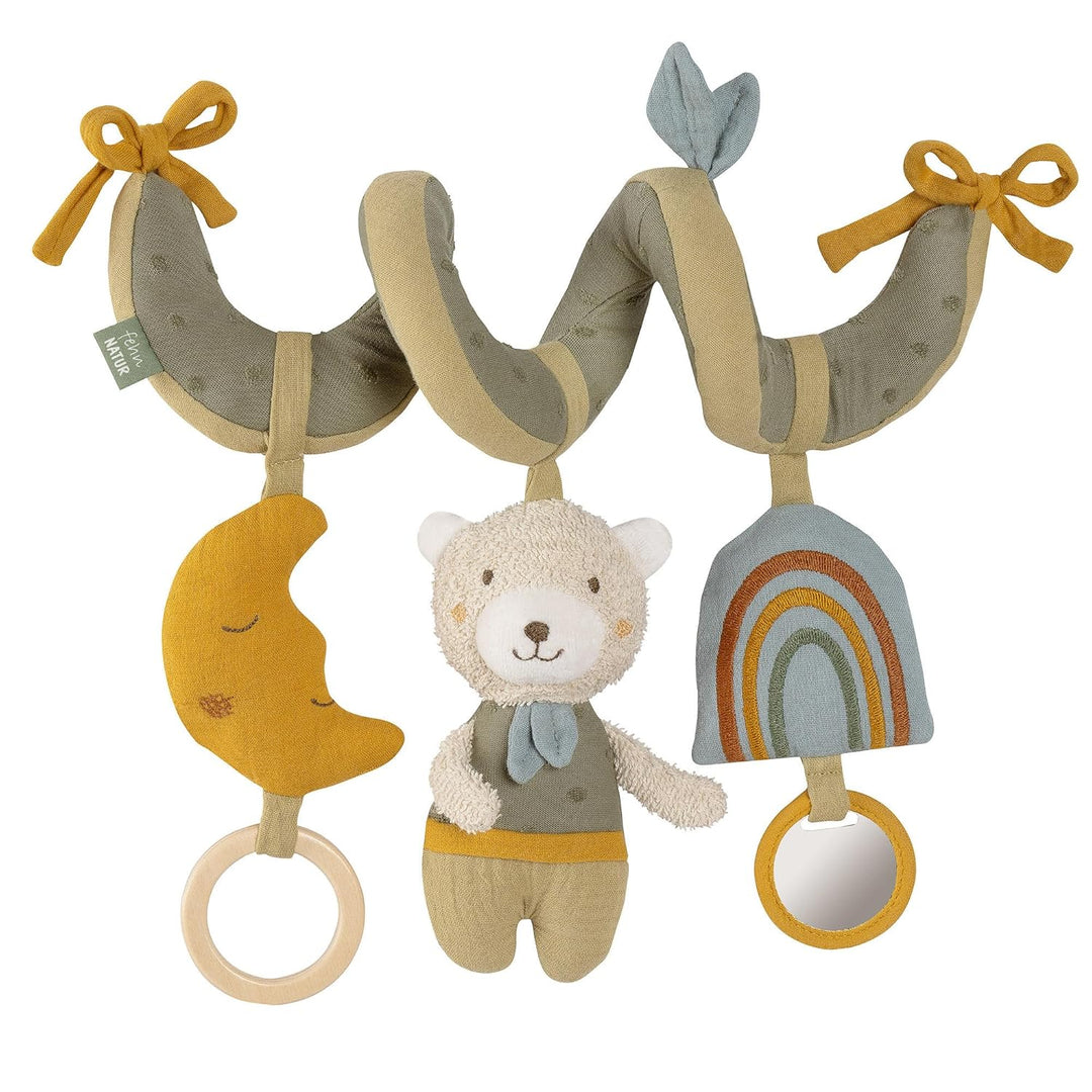 Fehn Activity Spirale Bär fehnNATUR - Kinderwagen Spielzeug zum Fühlen und Greifen - Babyspielzeug f