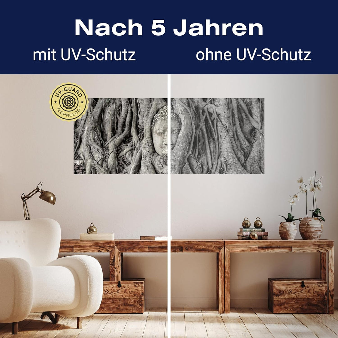 wandmotiv24 Leinwandbild Tempel der Grossen Relikte SW 100x40cm (BxH) Bilder auf Leinwand, Dekoratio