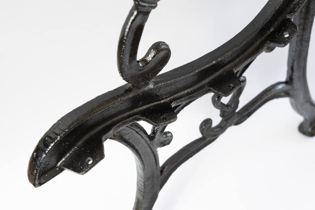 SEZAM Bankfüsse aus Gusseisen Schwarz x 2 Stück, mit Rückenlehne &amp; Armstütze - 56,5 x 38 x 77,5 cm,