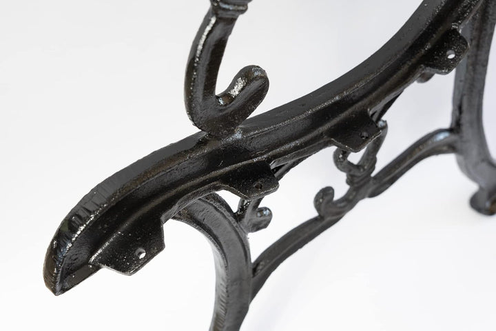 SEZAM Bankfüsse aus Gusseisen Schwarz x 2 Stück, mit Rückenlehne &amp; Armstütze - 56,5 x 38 x 77,5 cm,