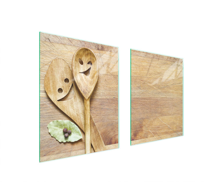 TMK ArtDeko Herdabdeckplatte 2 Teilig 40x52 + 45x52 cm - Spritzschutz Herdabdeckung – Herdschutz aus