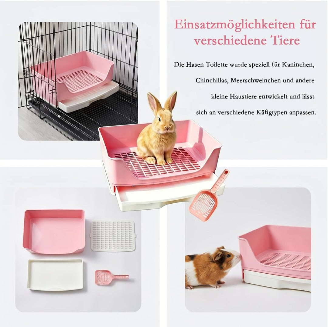 GrossE Kaninchen Toilette,Kaninchen ZubehöR Mit Herausnehmbarer Schublade,Hasen Toilette Mit Schaufe