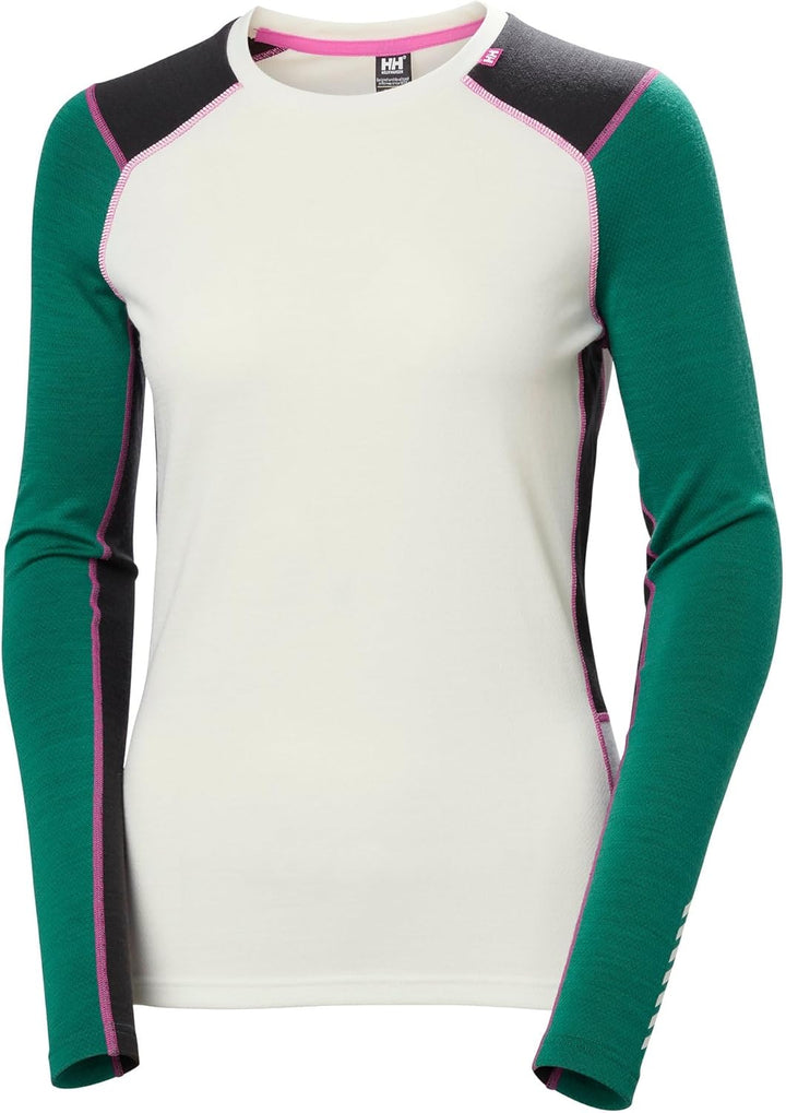 Helly Hansen Damen Lifa Merino Midweight Crew Funktionsshirt XS 439 Emerald, XS 439 Emerald