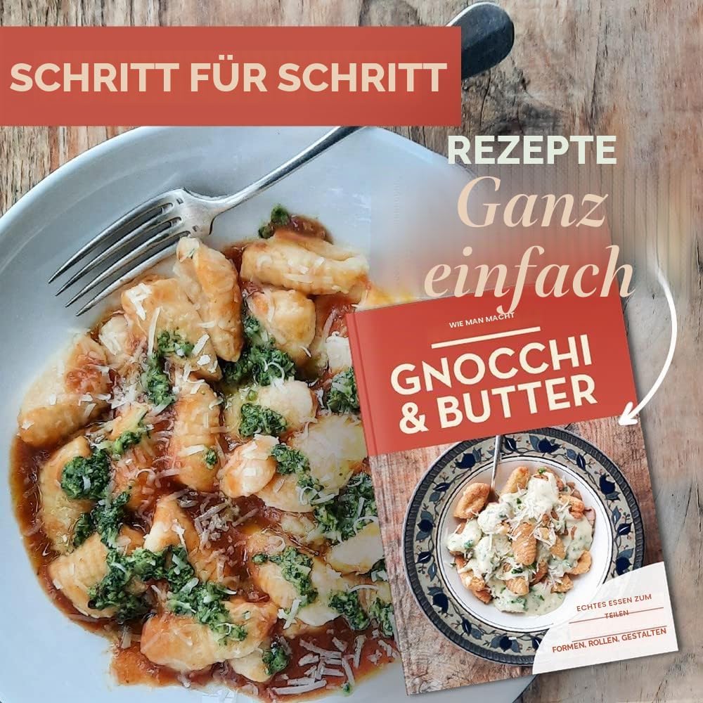 Gnocchi-Brett und Butterpaddel-Set mit Rezeptbuch | Pastamaker Geschenk für Köche | Seien Sie ein Ex