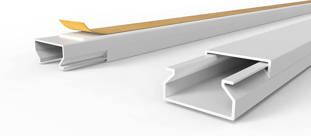 20m Kabelkanäle Selbstklebend grau(20x10 mm / 20x 1m) - Kabelkanal mit Schaumklebeband fertig für di
