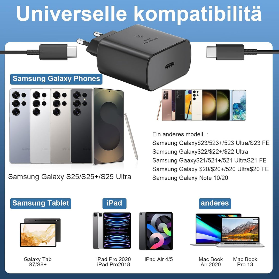USB C Ladegerät 45W Schnellladegerät mit USBC Kabel Super Schnellladen Ladekabel Typ-C Netzteil mit