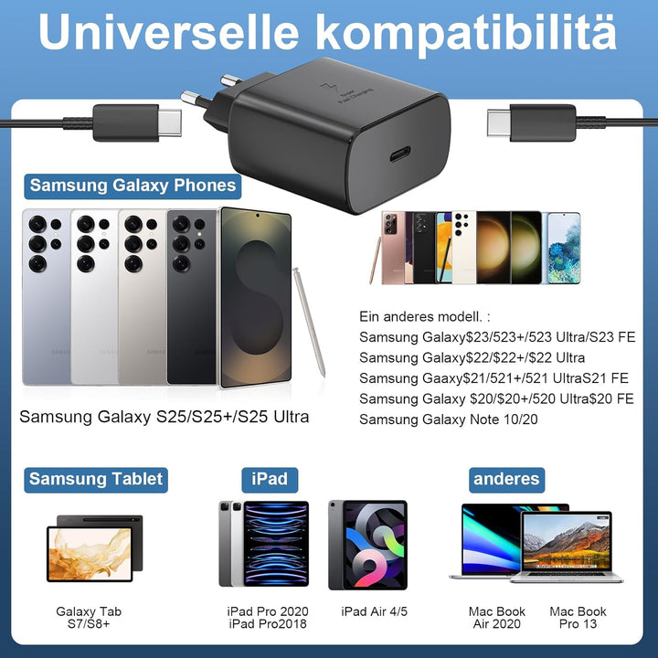 USB C Ladegerät 45W Schnellladegerät mit USBC Kabel Super Schnellladen Ladekabel Typ-C Netzteil mit