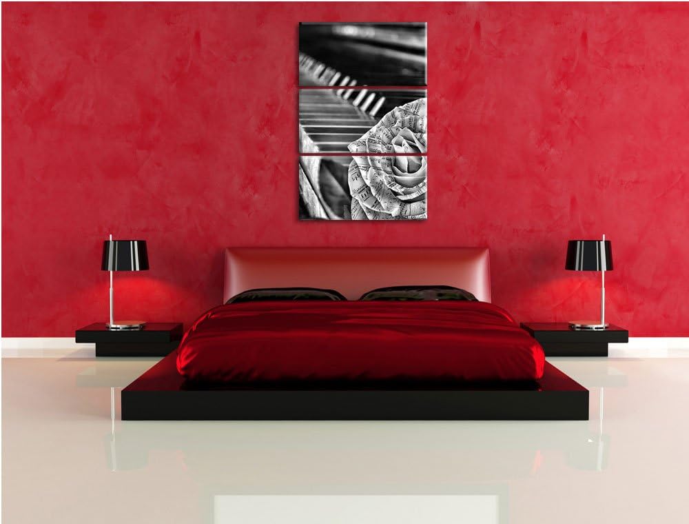 Pixxprint Noten neben Klavier als Leinwandbild/Grösse: 3 Teilig (120x80) cm/Wandbild/Kunstdruck/fert