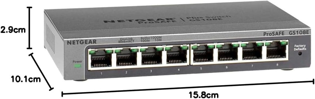 Netgear GS108E Managed Switch 8 Port Gigabit Ethernet LAN Switch Plus (Netzwerk Switch Managed, VLAN