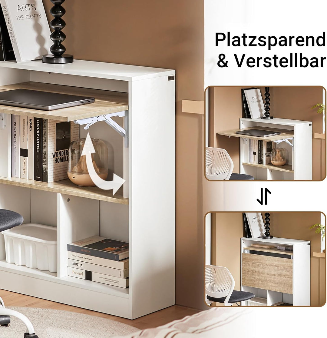 SoBuy Klapptisch mit angebautem Schrank Klappbarer Tisch mit Schrank Faltbarer Tisch Schreibtischsch