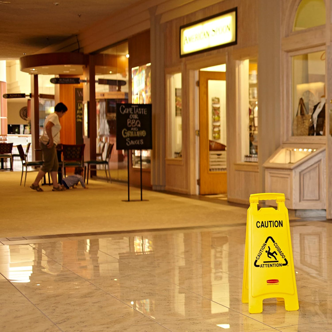 Rubbermaid Commercial Products 2 Sided Multilingual 'Caution Wet Floor' Floor Sign Symbol "Vorsicht