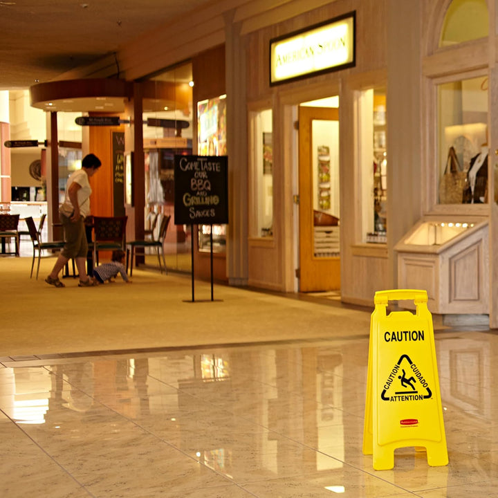 Rubbermaid Commercial Products 2 Sided Multilingual 'Caution Wet Floor' Floor Sign Symbol "Vorsicht