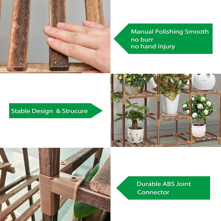 VIEWALL Pflanzenregal Holz Blumenständer Multifunktionaler Kreativer Holz Blumentreppe Dekoration Pf