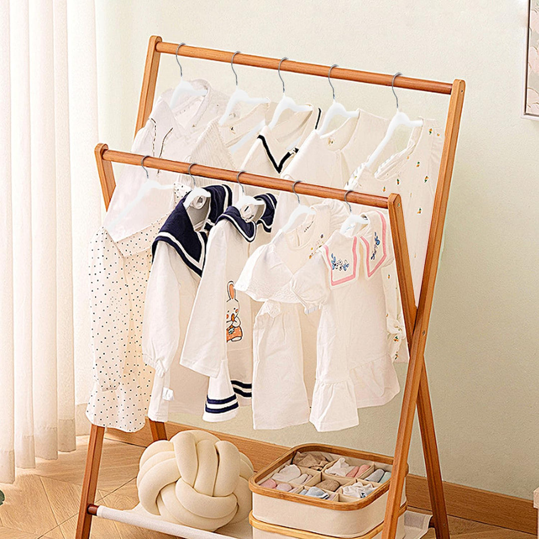 Wellong Kinderkleiderbügel, 28 cm Baby-Samtbügel mit 360°-Drehhaken, rutschfeste Kleiderbügel Samt,