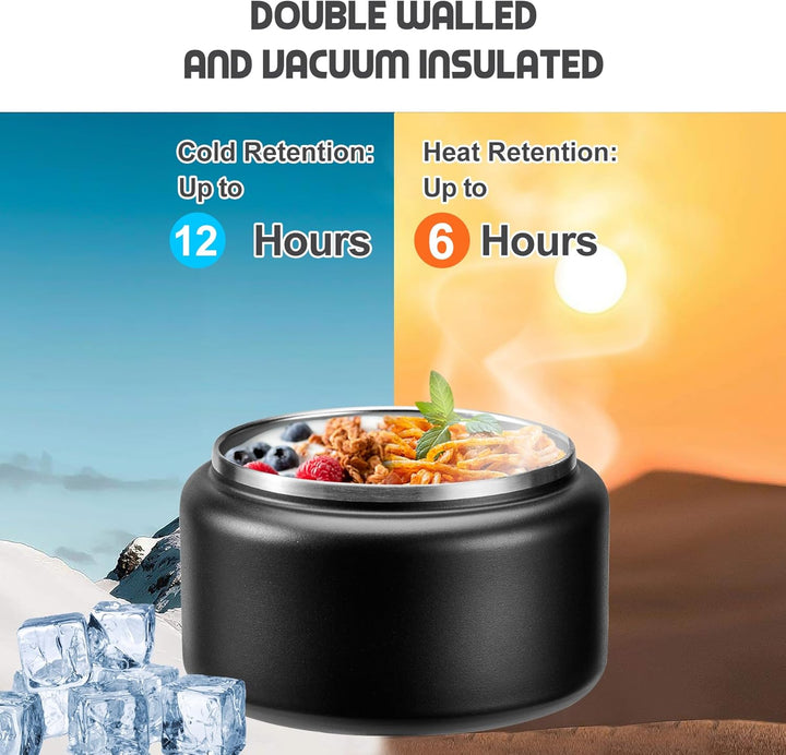 Itslife Thermobehälter für Essen 400ml, Thermo Lunchbox Kinder mit Schnallendeckel und Löffel, Warmh