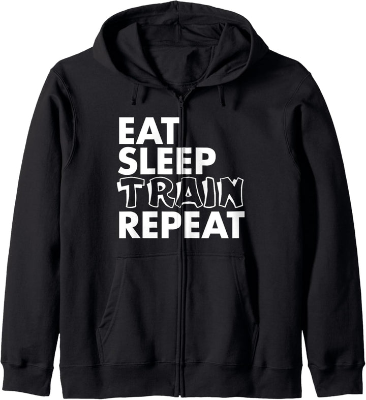 Workout Funny — Eat Sleep Train Repeat Kapuzenjacke