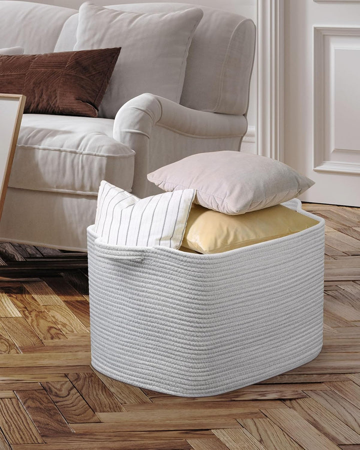 JOJOSEE Faltbarer Wäschekorb, 63L Grosse Wäschesammler, Laundry Baskets aus Baumwolle, Geflochten Au