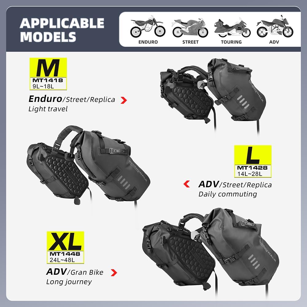 Rhinowalk Motorrad Satteltasche Hecktasche Wasserdicht Motor Seitentasche Gepäcktasche Hinterradtasc