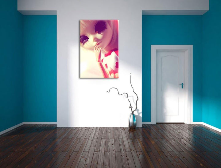 hübsches Pullip-Püppchen mit sehr langen Wimpern Leinwand, XXL riesige Bilder fertig gerahmt mit Kei