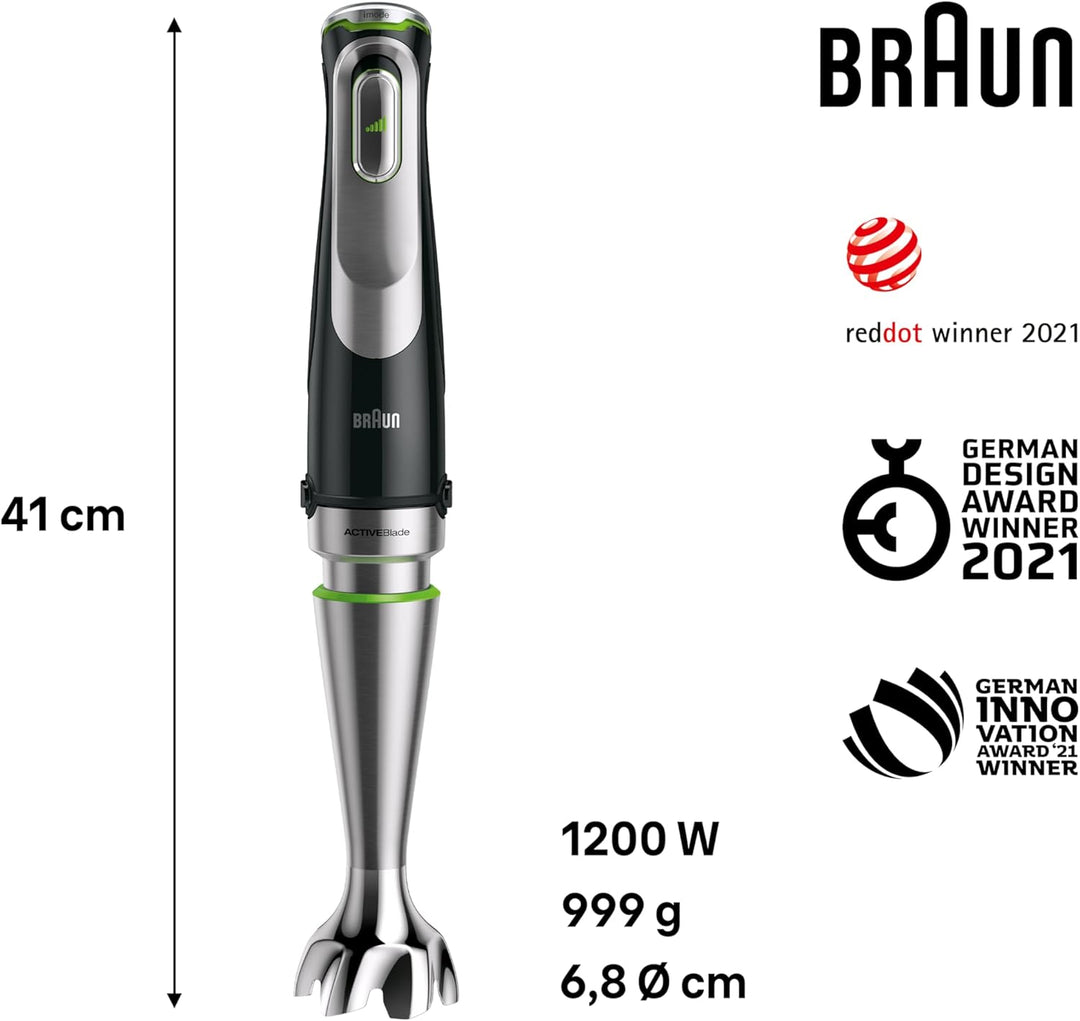 Braun MultiQuick 9 MQ 9187XLI Stabmixer – Pürierstab mit Active PowerDrive Technologie und 5 Zubehör