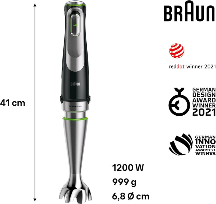 Braun MultiQuick 9 MQ 9187XLI Stabmixer – Pürierstab mit Active PowerDrive Technologie und 5 Zubehör