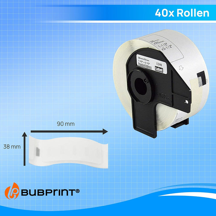 40 Etiketten kompatibel als Ersatz für Brother DK-11208 DK11208 für P-Touch QL1050 QL1060N QL500BW Q