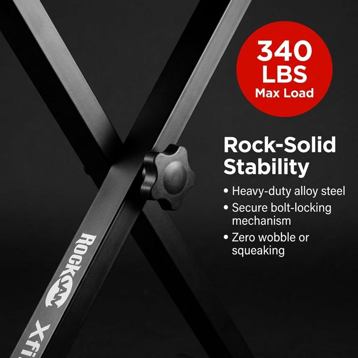 RockJam Premium Adjustable Padded Keyboard Bench or Digital Piano Stool, Regulär