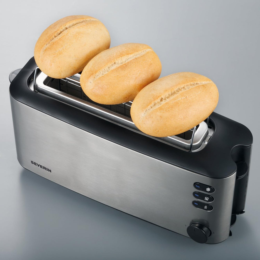 SEVERIN Wasserkocher, edelstahl/schwarz, WK 3409 & Automatik-Langschlitztoaster, Automatik-Toaster m