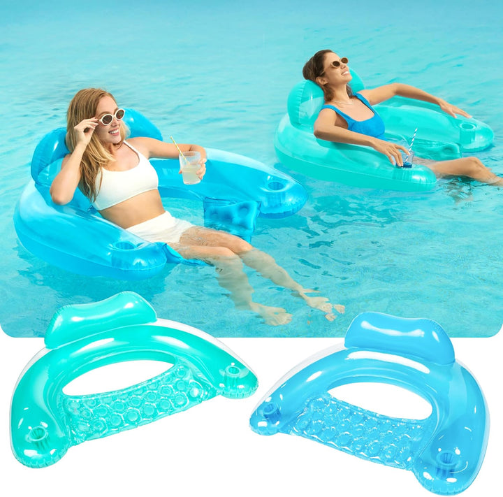 SLOOSH Aufblasbare Pool-Flösse für Erwachsene, 2er Poolstühle mit Getränkehaltern, aufblasbarer schw