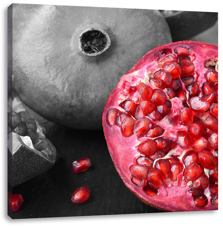 Pixxprint exotischer Granatapfel als Leinwandbild Quadratisch/Grösse: 70x70 / Wandbild/Kunstdruck/fe