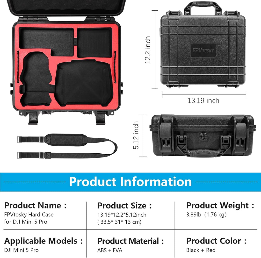 FPVtosky Wasserdicht Koffer für DJI Mini 5 Pro/Fly More Combo, Zweilagig Tasche für Mavic Mini 5 Pro
