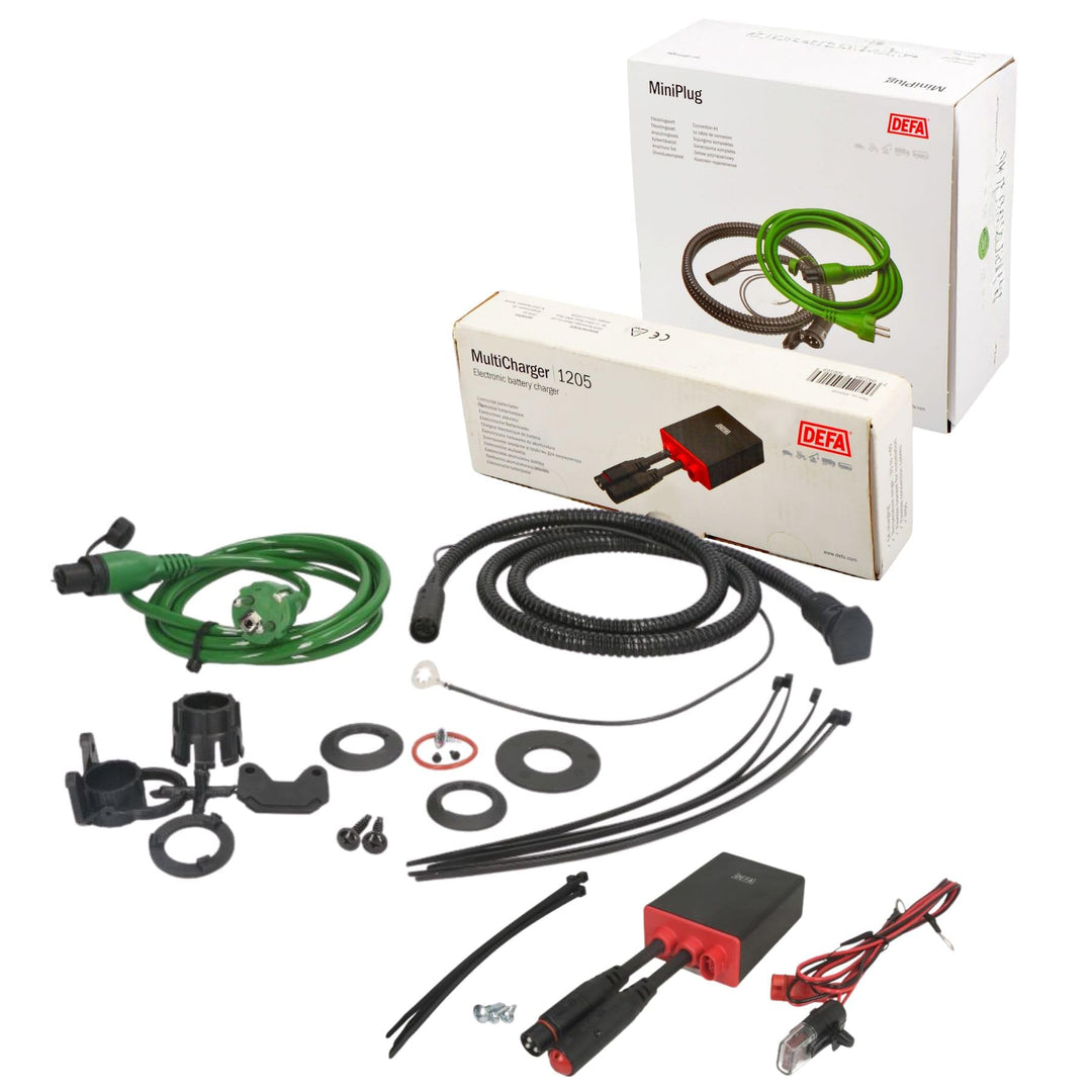DEFA 450016 Batterie Ladegerät 12V 5A + 460785 WarmUp Anschluss Set 2,5m (Set, 2-teilig)