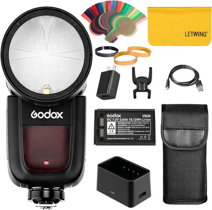 Godox V1O Professional Blitzgerät Speedlite Kompatibel mit Olympus/Panasonic Kameras, Runder Kopf Ka