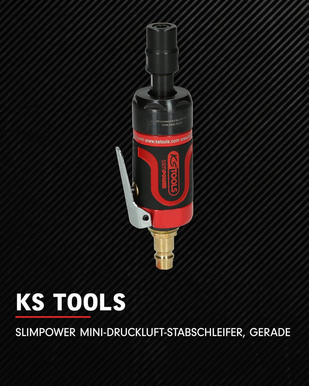 KS Tools Mini Stabschleifer Druckluft gerade SlimPOWER 515.5530 I Geradschleifer mit Drehzahl-Reguli