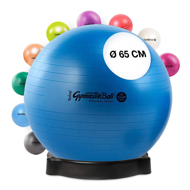 PEZZI Original Pezziball MAXAFE mit Ballschale Sitzball 65 cm Blau, 65 cm Blau