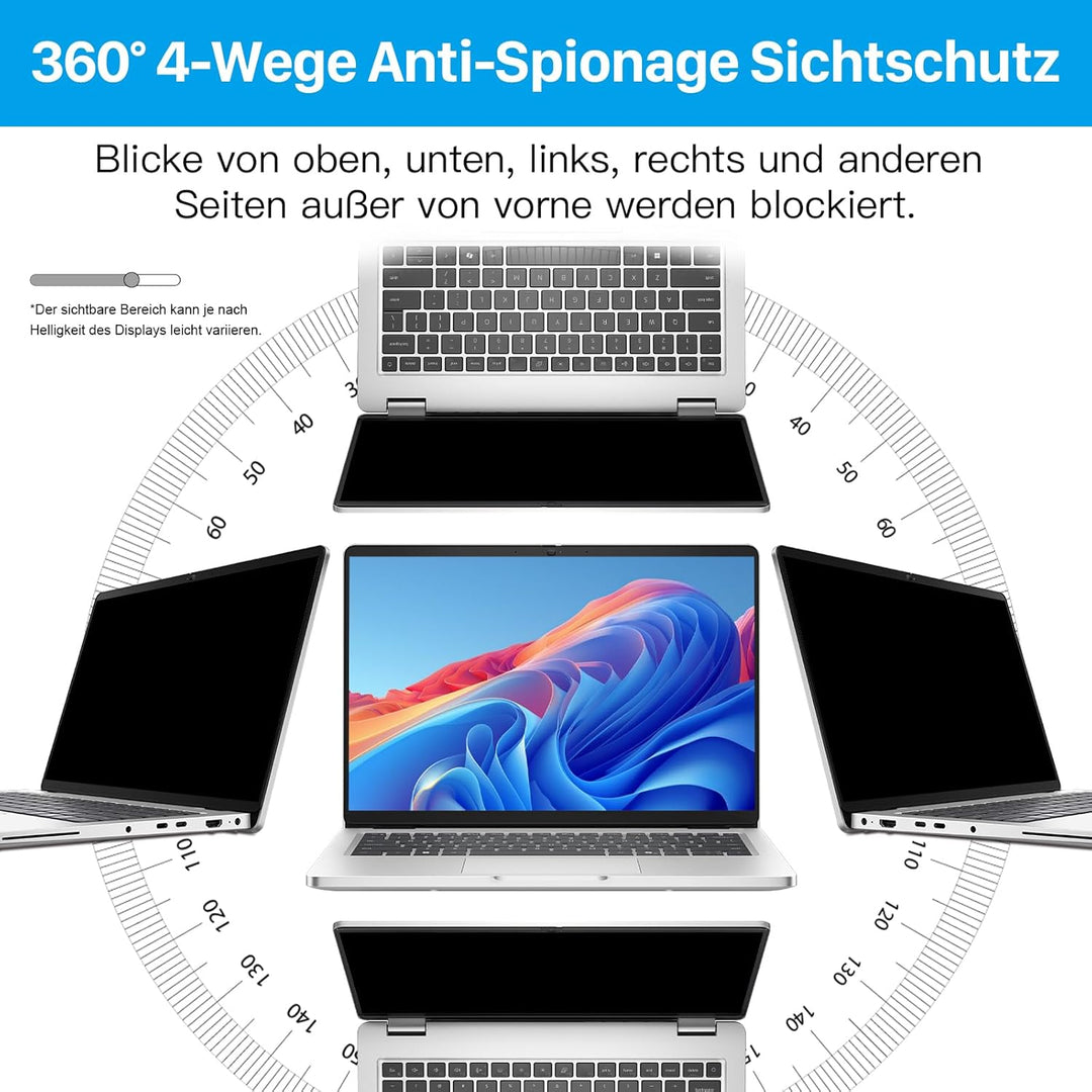 STARY 360 °Sichtschutzfolie Laptop 16"16:10,Abnehmbarer 16"Blickschutzfolie | Anti Blaulicht Blendsc
