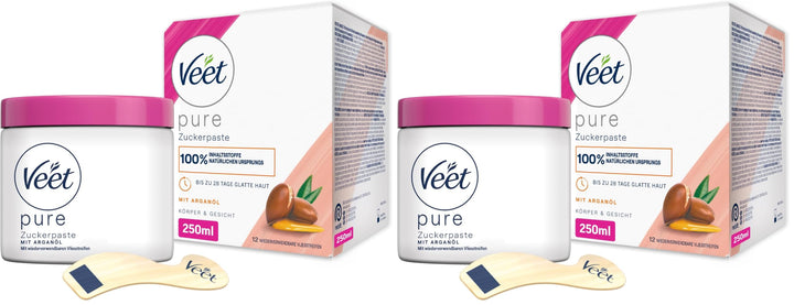 Veet Pure Zuckerpaste mit Arganöl - Sugaring Paste für die Haarentfernung an Körper & Gesicht - 1 x