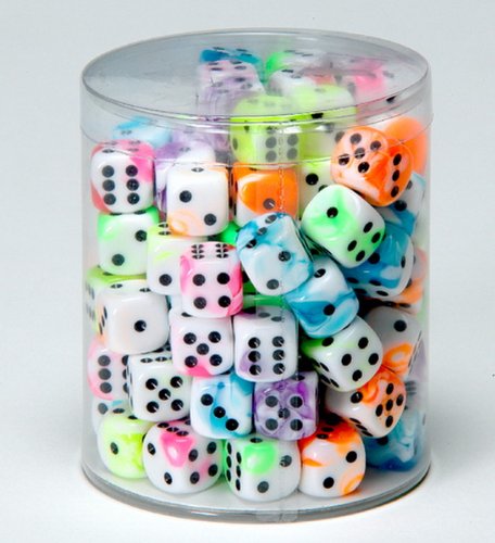 weiblespiele 05150-1 - Acryl-Würfel, Flashy in Dose, 16 mm, 100 Stück