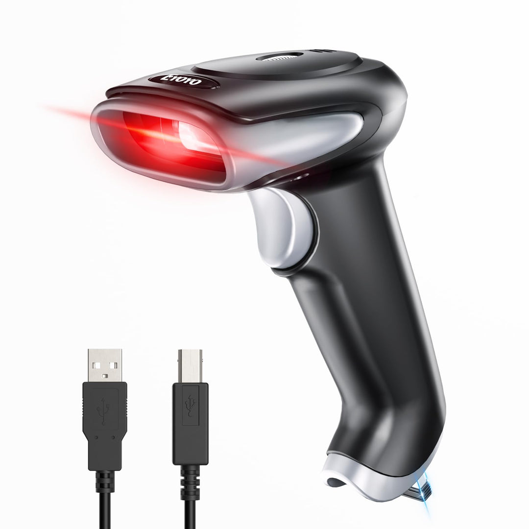 Eyoyo QR Code Scanner, 1D/2D Bluetooth Funk Barcode Scanner, 3-in-1 2.4G kabellos/USB Kabel Barcode