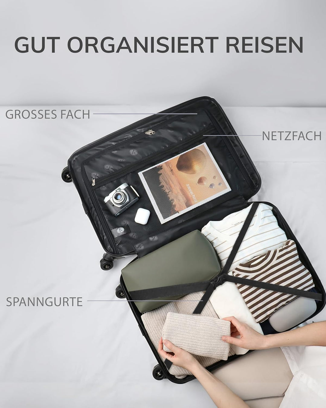 FERGÉ Kofferset Hartschale 3-teilig + TSA Schloss Cannes Trolley-Set - Handgepäck 55 cm, L und XL 3e