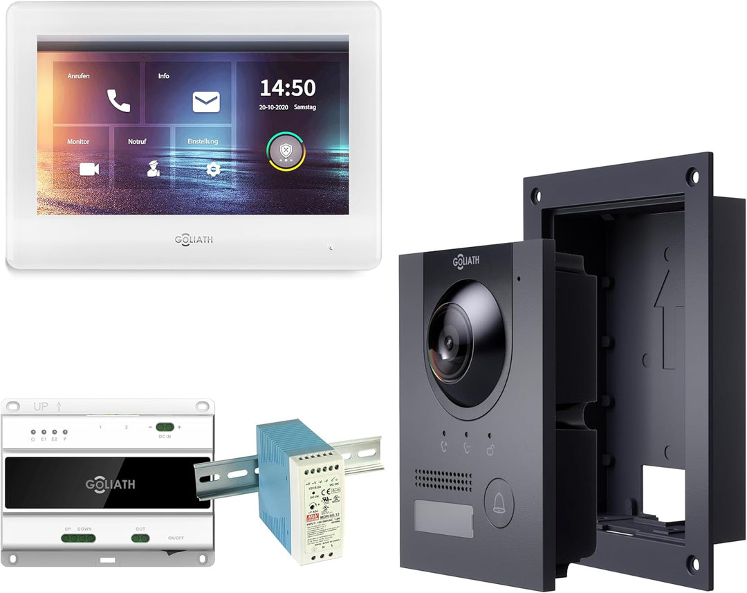 GOLIATH HD Video Türsprechanlage, Video Türklingel mit Kamera, Smartphone App, 1 Familienhaus Klinge