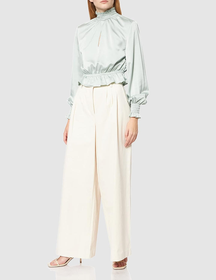 NA-KD Damen Padded Shoulder Blouse Bluse 34 Grün, 34 Grün